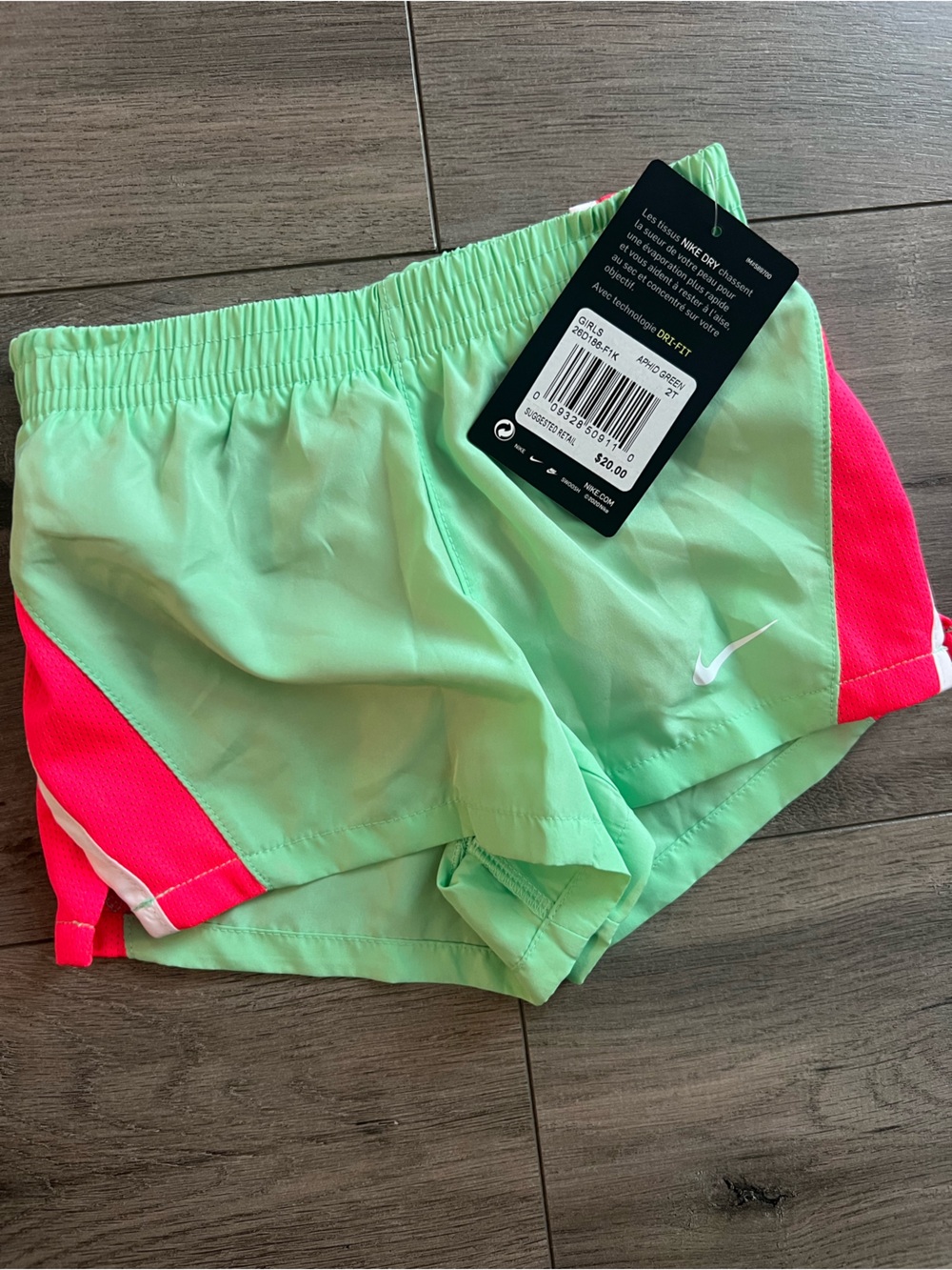 Nike girls Mint Green Shorts with Pink Accents